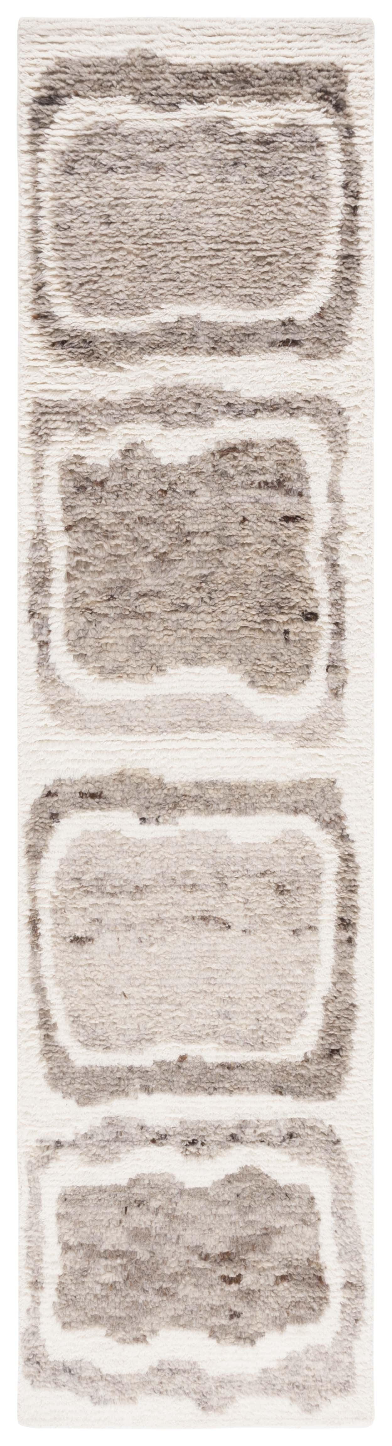 SAFAVIEH Casablanca Rhoda Geometric Wool Runner Rug, Ivory/Brown, 2'3" x 9'