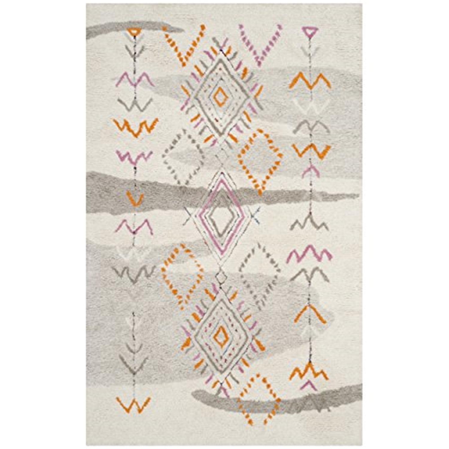 SAFAVIEH Casablanca Tiana Southwestern Shag Area Rug, Ivory/Multi, 5' x 8'