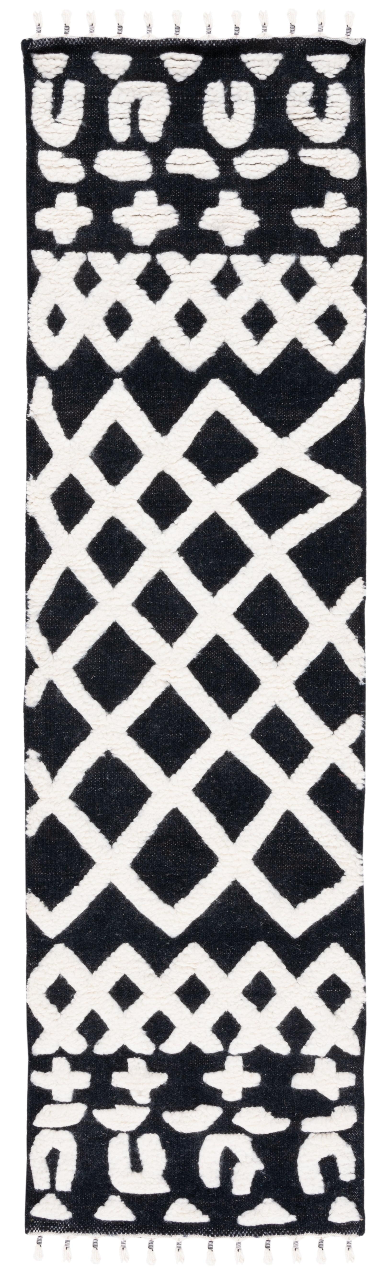 Casablanca CSB524 Hand Knotted Runner Rug - Black/Ivory - 2'3"x8' - Safavieh.