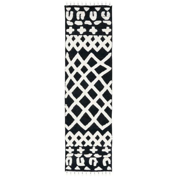 Casablanca CSB524 Hand Knotted Runner Rug - Black/Ivory - 2'3"x8' - Safavieh.