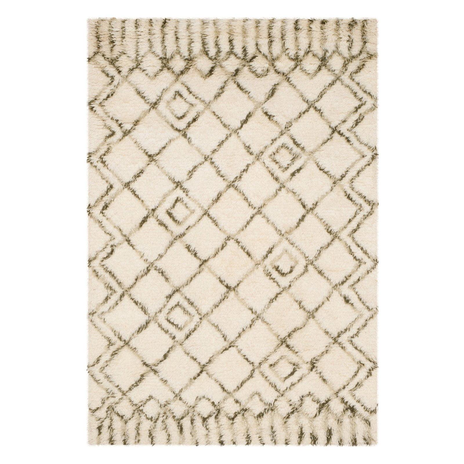 SAFAVIEH Casablanca Wilmer Abstract Shag Area Rug, Ivory/Green, 6' x 9'