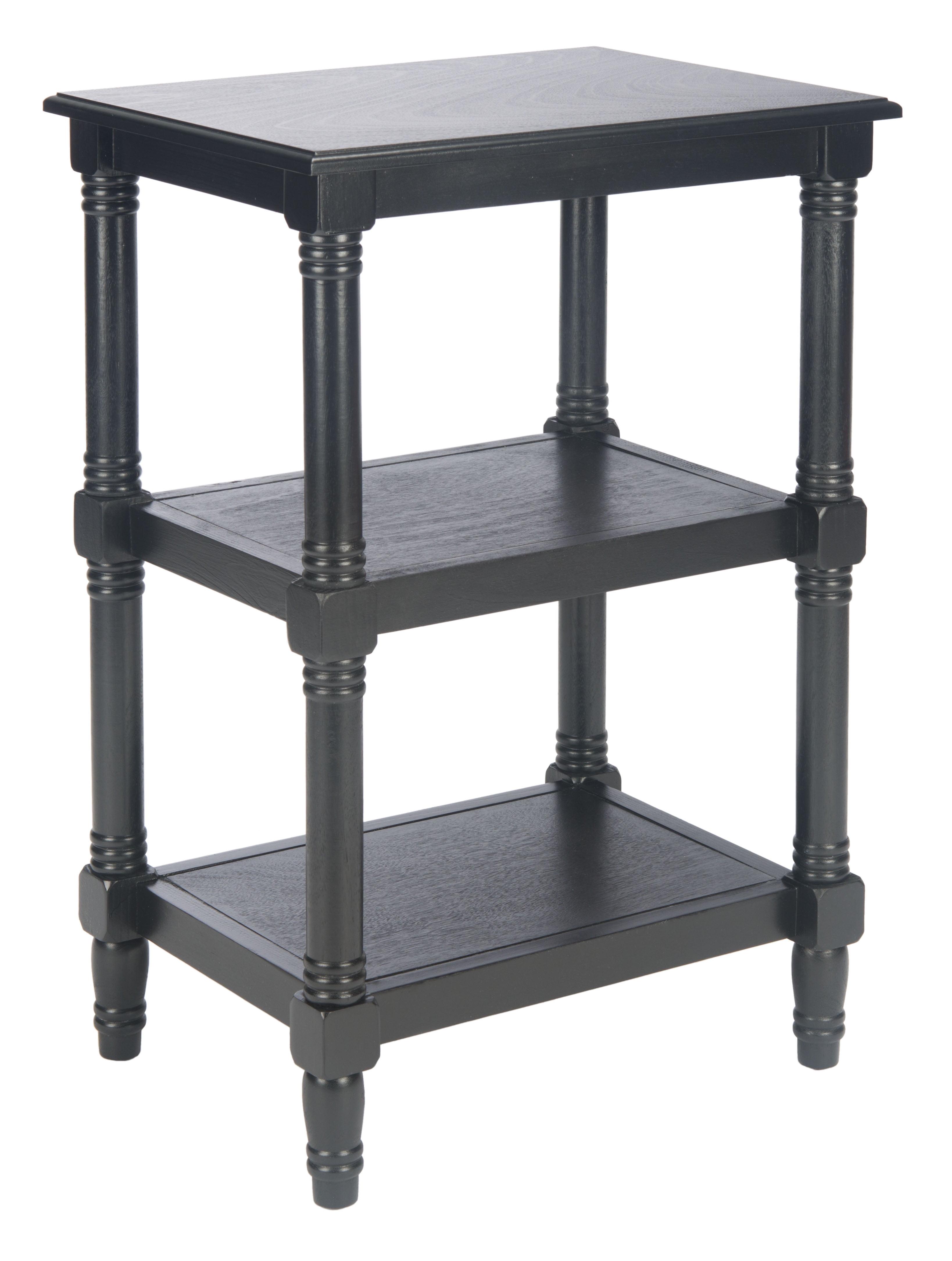 Cassie Classic Black Wood 3-Shelf End Table