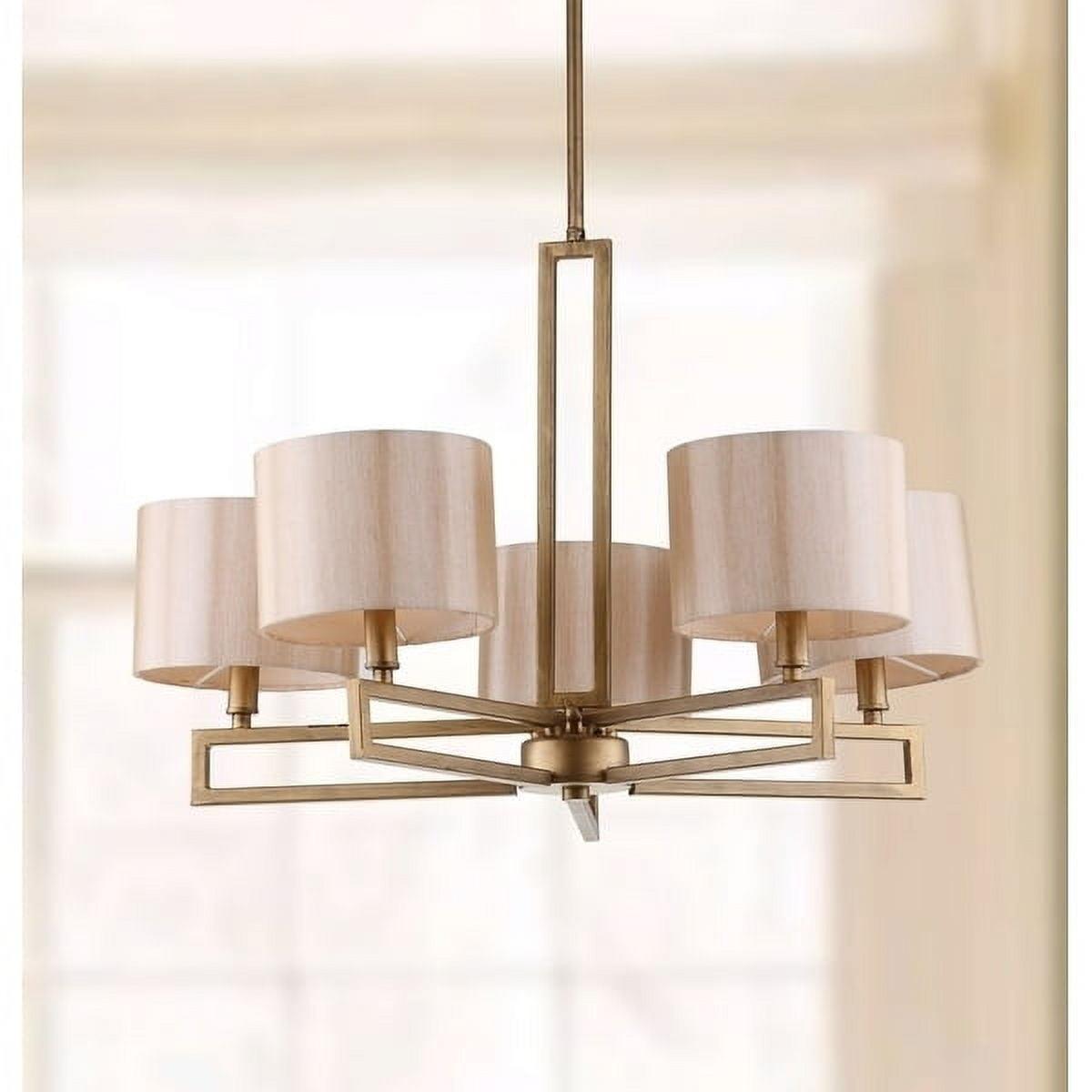 Contemporary 53.5'' Antique Gold Steel Drum Chandelier with Cream Shades