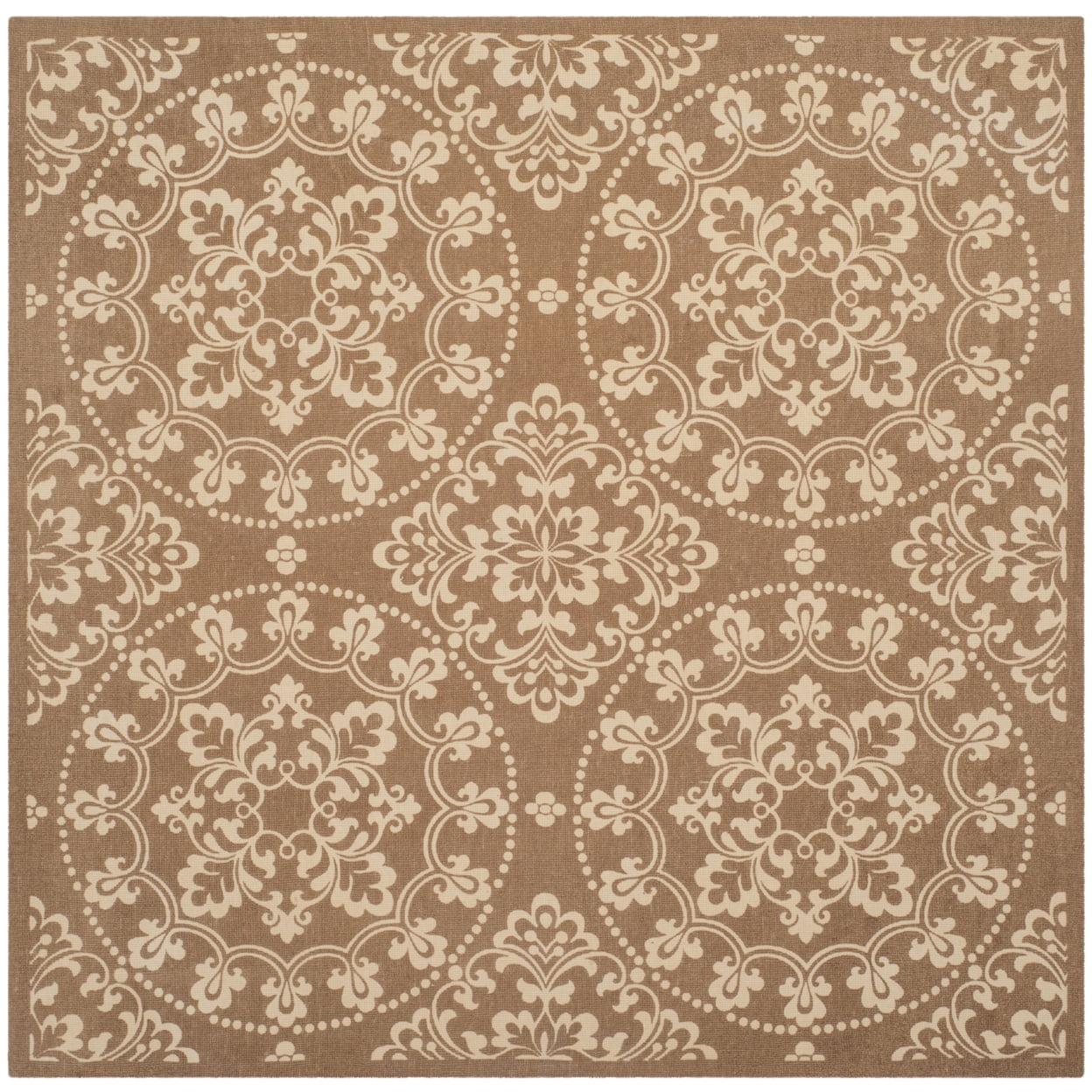 Handmade Taupe and Natural Wool-Cotton 6' Square Rug