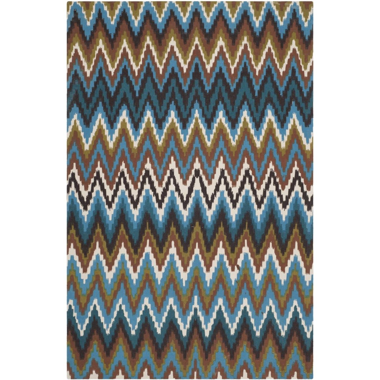 SAFAVIEH Cedar Brook Carthach Chevron Cotton Area Rug, Blue/Multi, 5' x 8'
