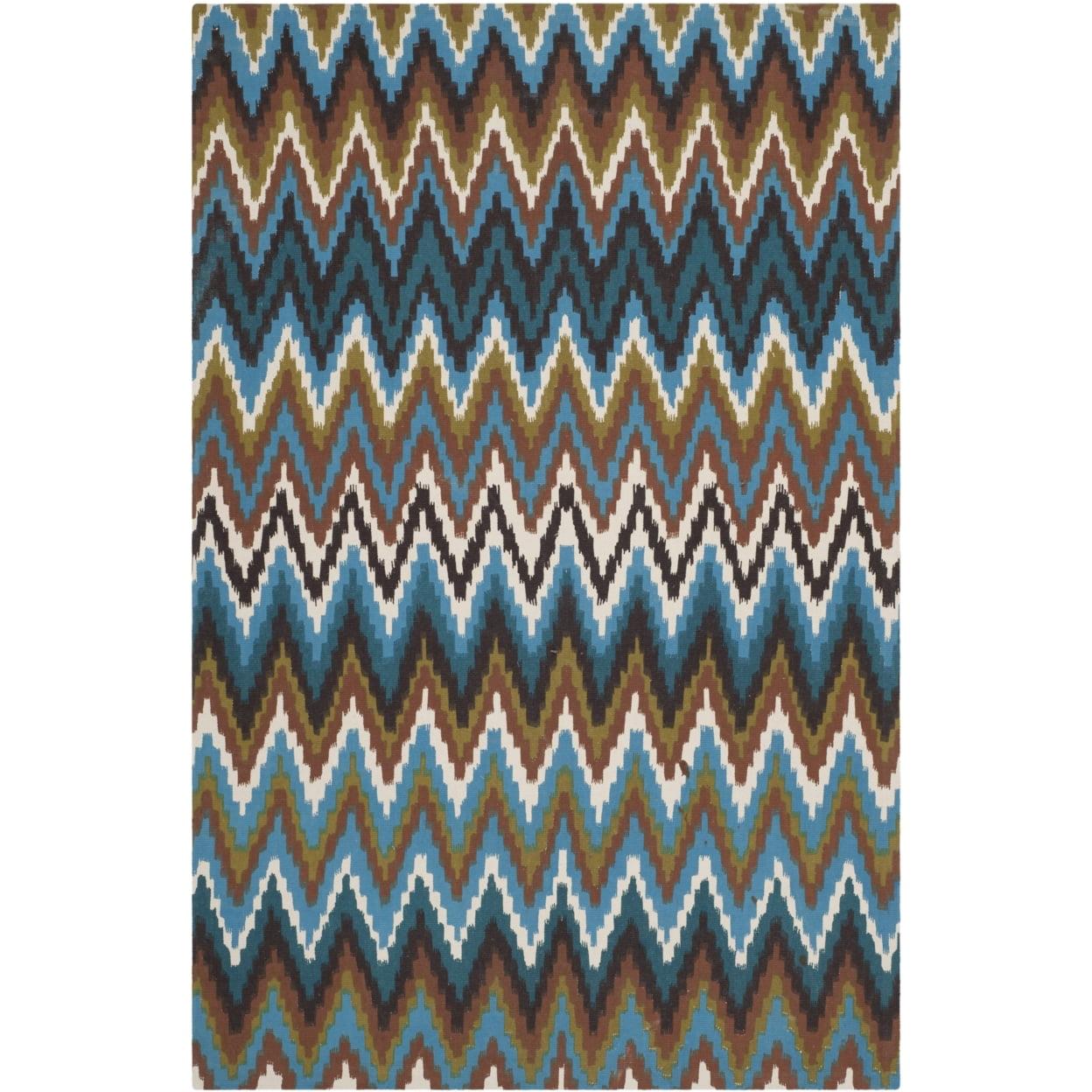 SAFAVIEH Cedar Brook Carthach Chevron Cotton Area Rug, Green/Blue, 5' x 8'