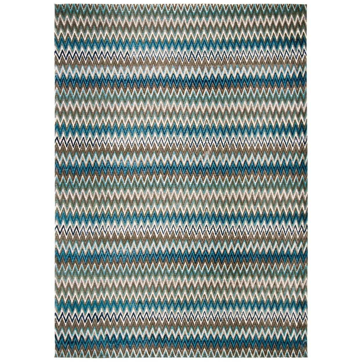 SAFAVIEH Cedar Brook Carthach Chevron Cotton Area Rug, Teal/Blue, 9' x 12'