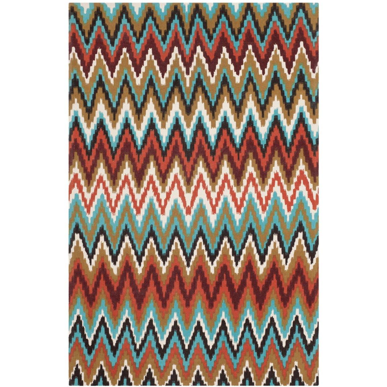 SAFAVIEH Cedar Brook Carthach Chevron Cotton Area Rug, Teal/Red, 6' x 9'