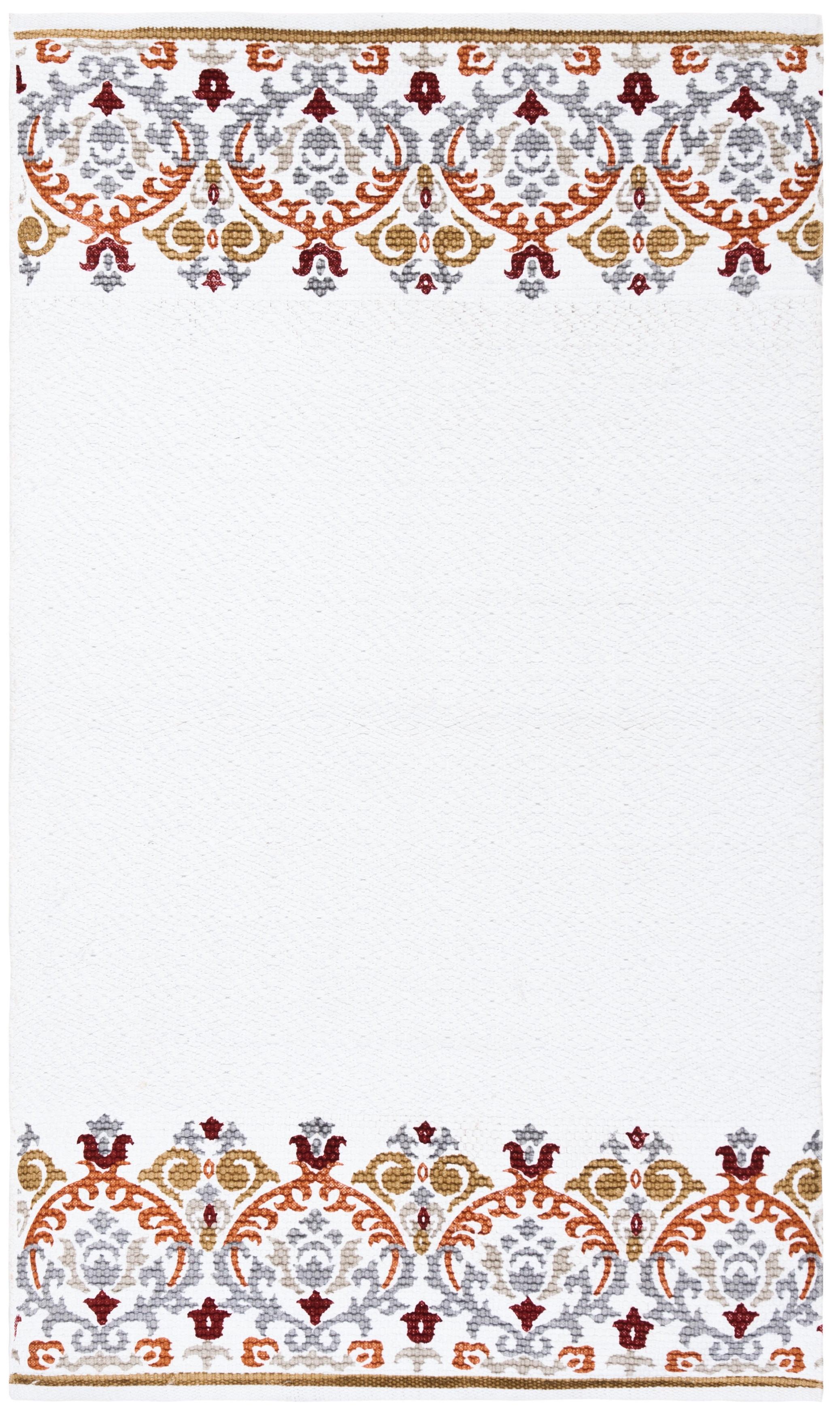 White Floral Handwoven Cotton Synthetic Area Rug 8' x 10'