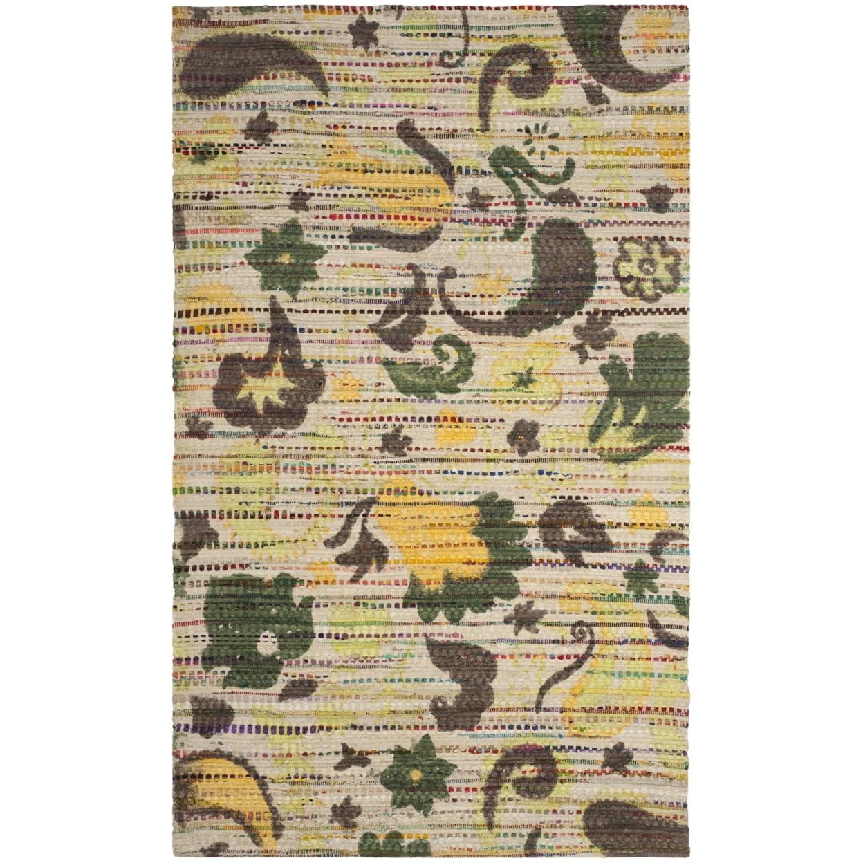 SAFAVIEH Cedar Brook Philander Floral Cotton Area Rug, Green/Multi, 5' x 8'