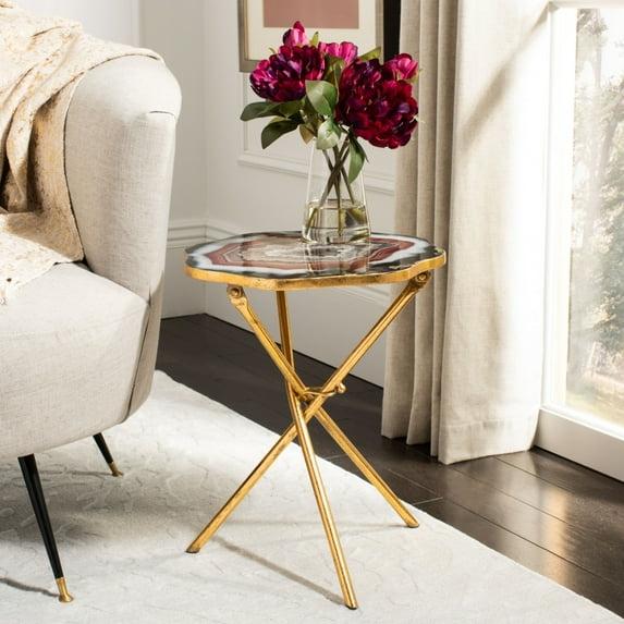 Celeste Faux Agate Side Table - Multi Color/Gold - Safavieh