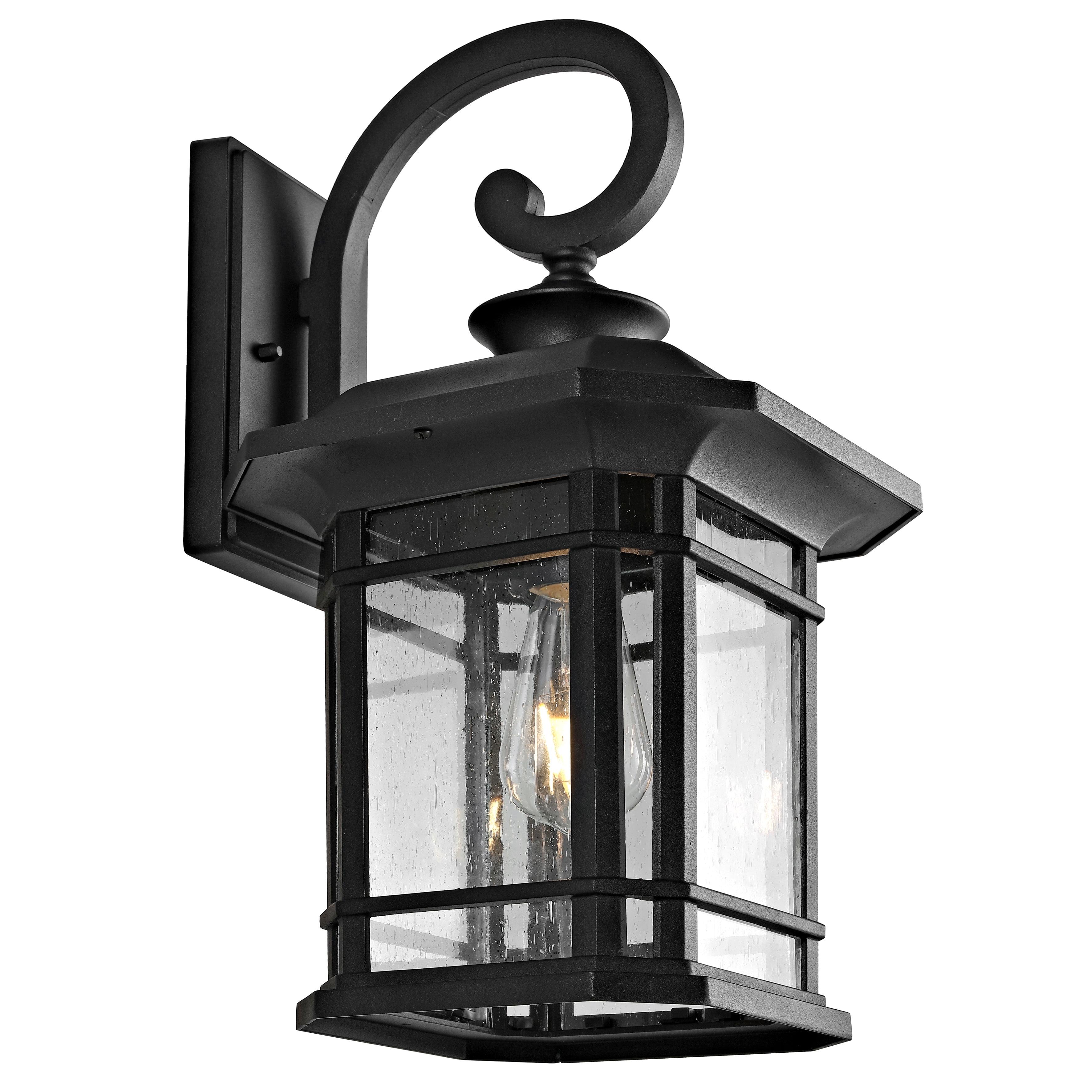 Cendra Black Aluminum Outdoor Lantern Sconce with Clear Glass