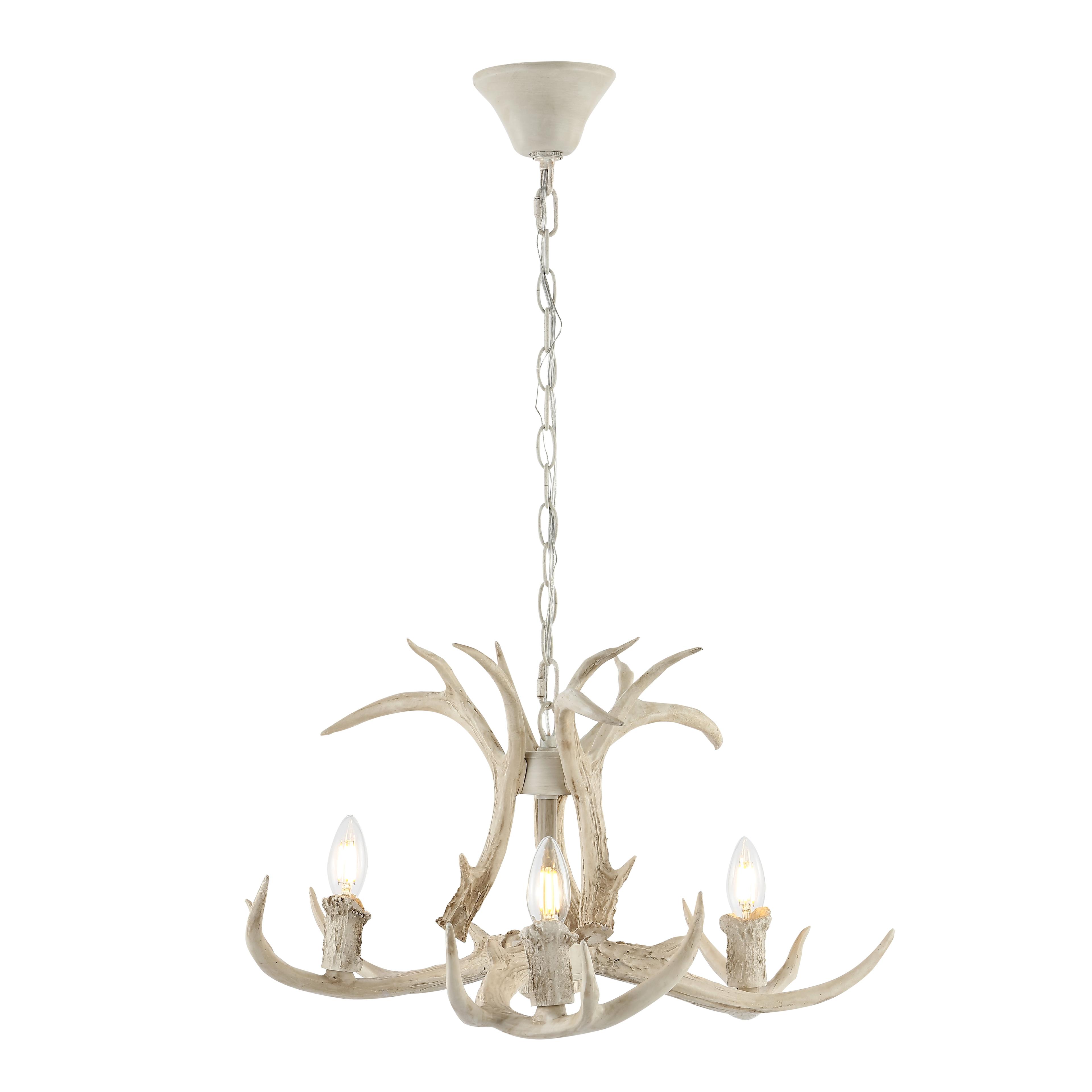 Rustic Farmhouse Antique White Antler Chandelier