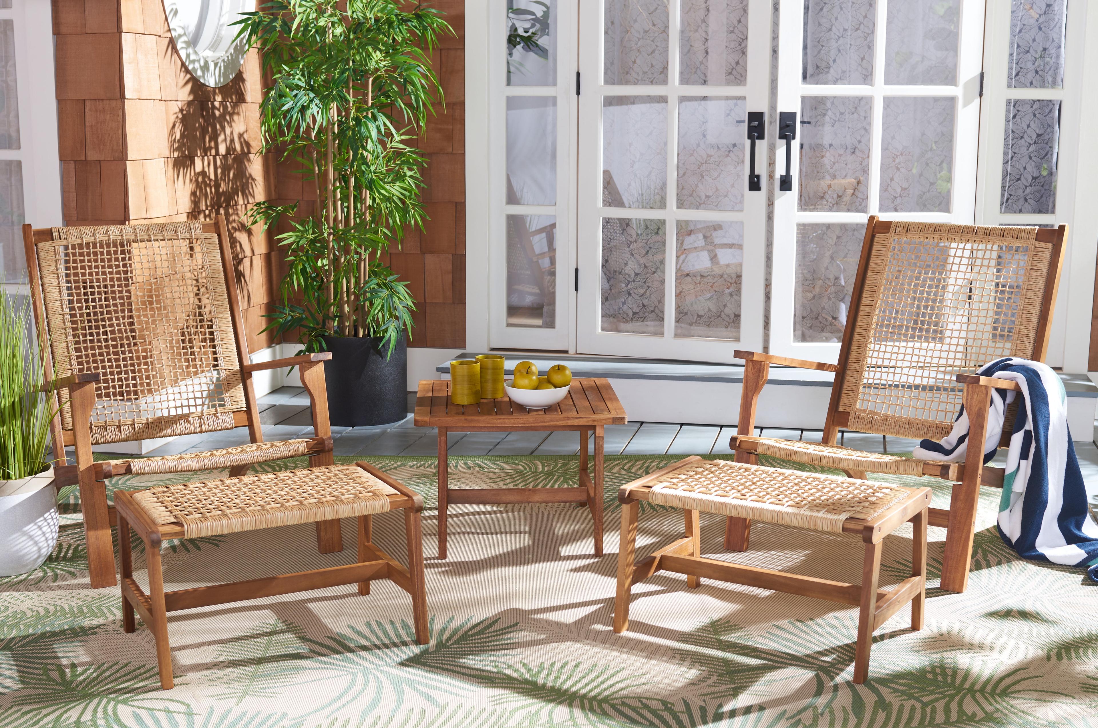 Chantelle Natural Acacia and Rattan 5-Piece Patio Set