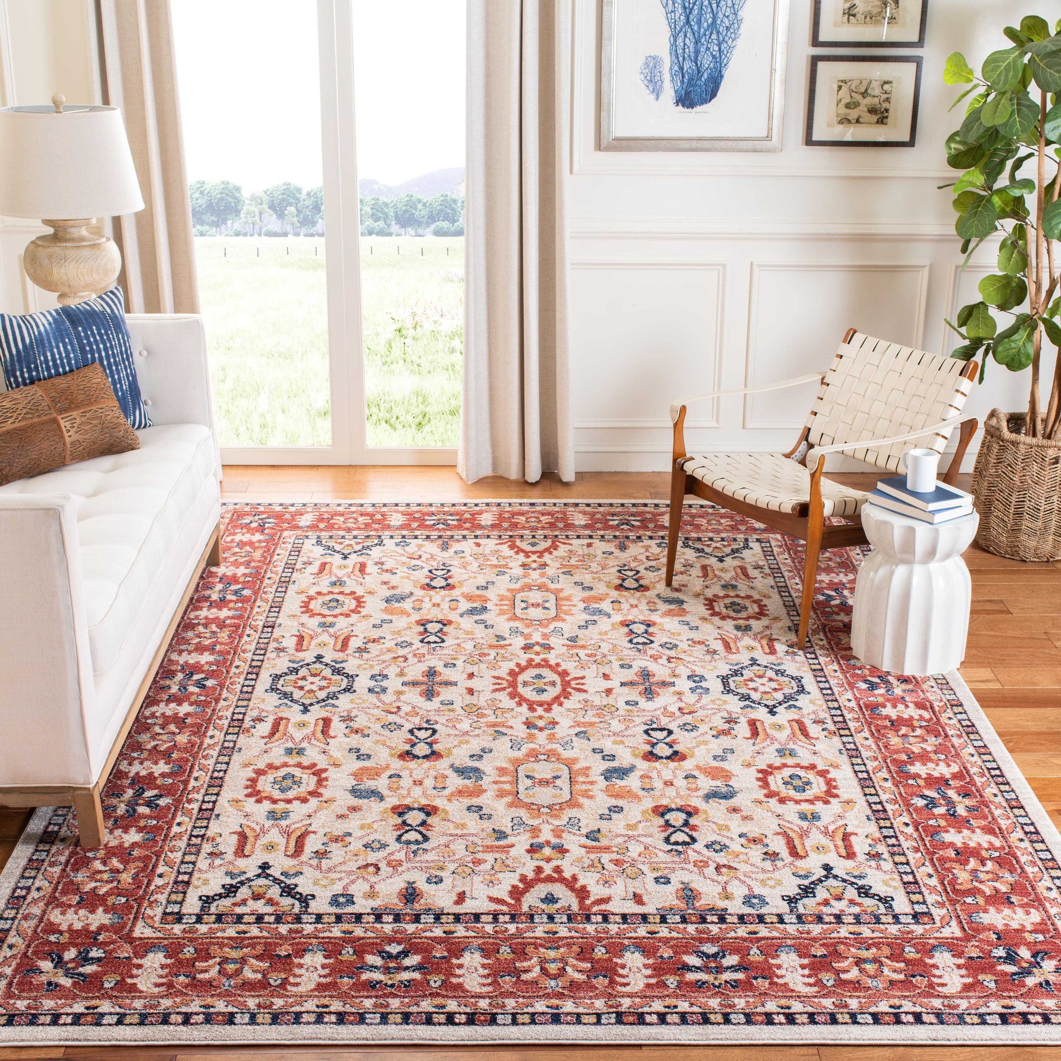 Charleston CHL412 Loomed Indoor Area Rug - Ivory/Red - 8'x10' - Safavieh