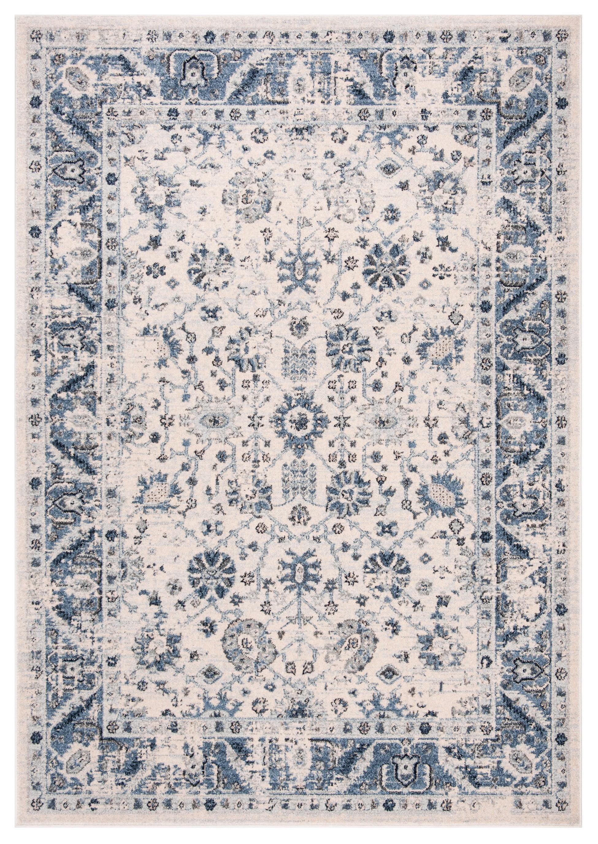 Charleston Heirloom Ivory and Blue Synthetic 6' x 9' Area Rug