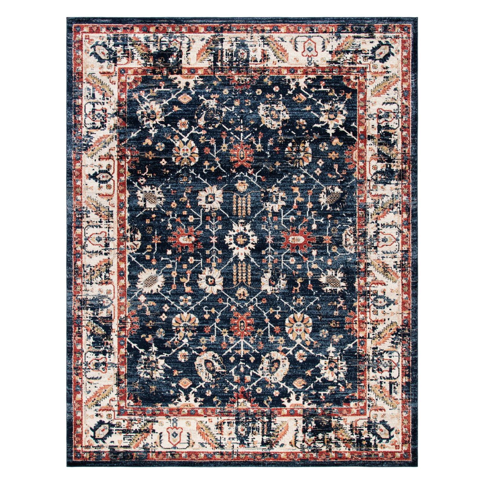 Charleston Heirloom Navy/Ivory Synthetic 5'3" x 7'6" Area Rug