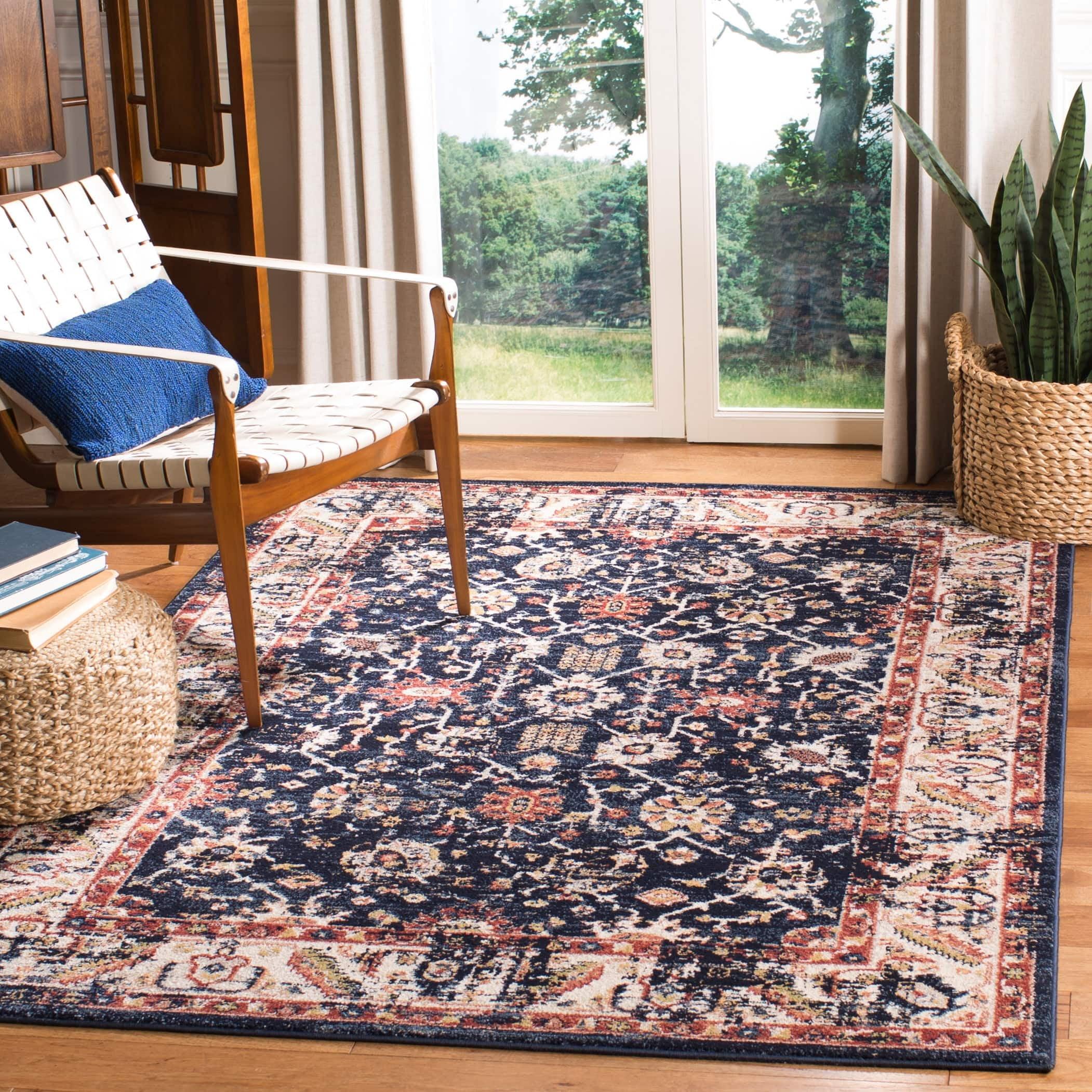Charleston CHL413 Loomed Indoor Area Rug - Navy/Ivory - 5'3"x7'6" - Safavieh