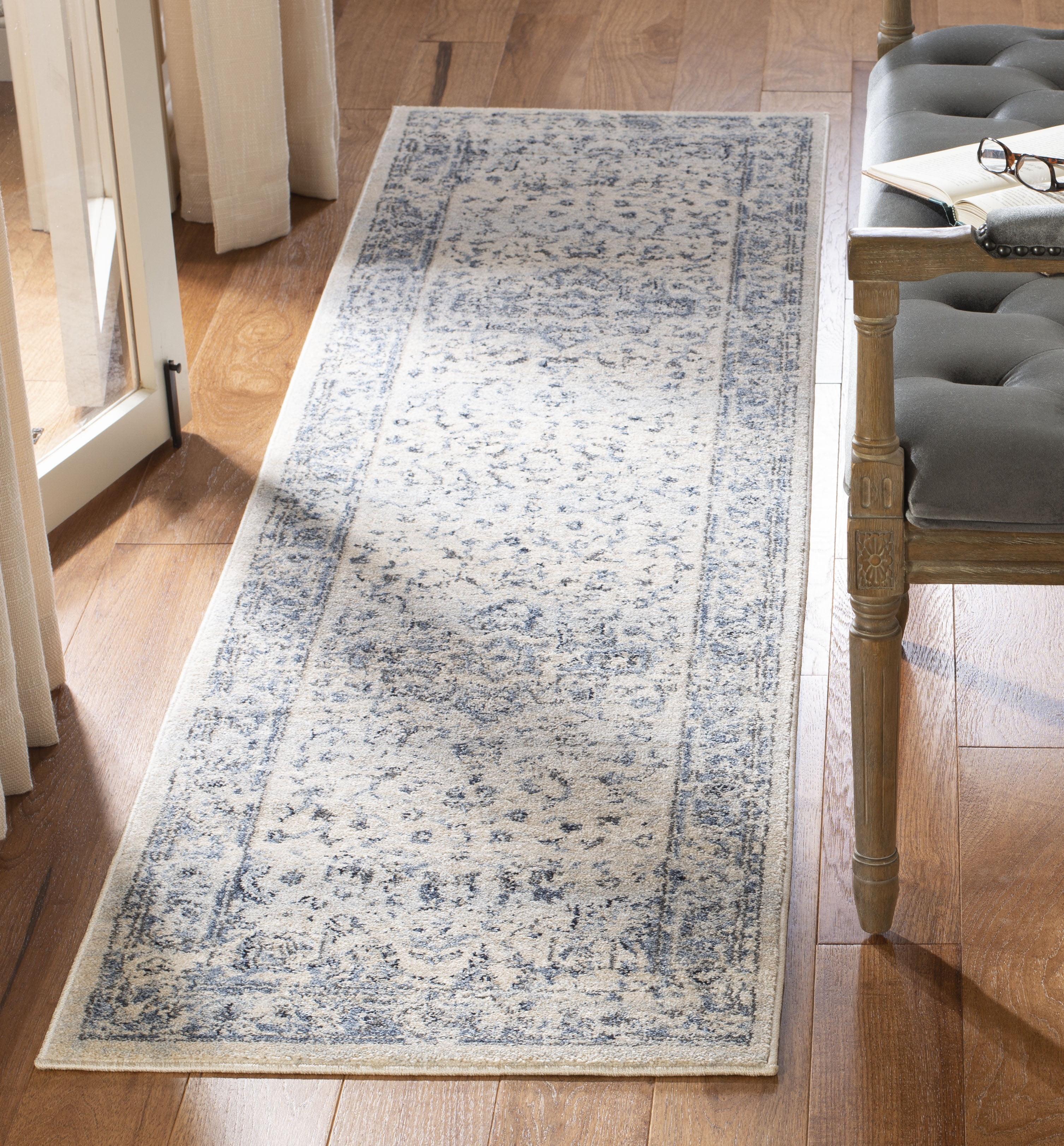Charleston CHL411 Loomed Indoor Runner Rug - Ivory/Navy - 2'x8' - Safavieh