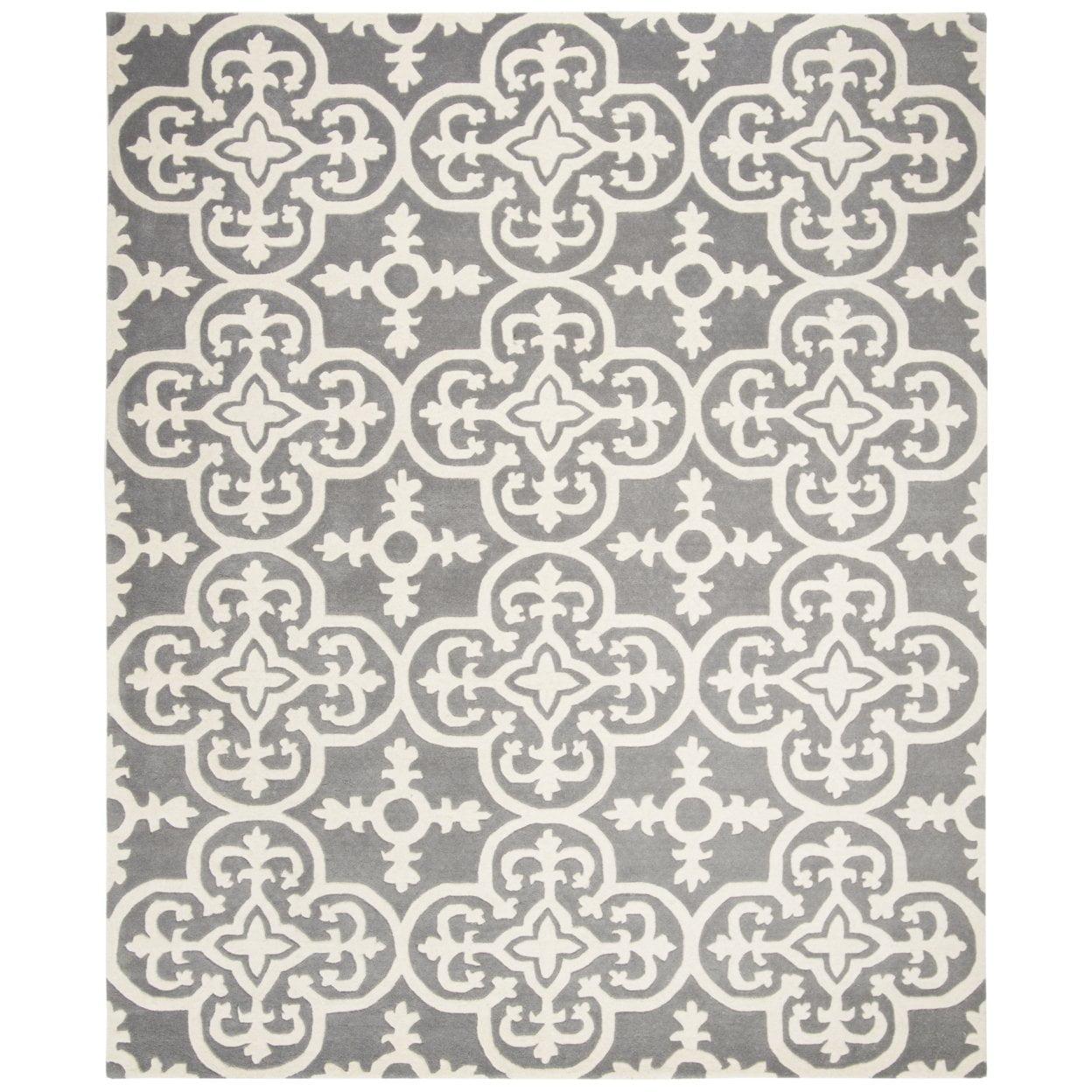 SAFAVIEH Chatham Amery Geometric Wool Area Rug, Dark Grey/Ivory, 5' x 8'