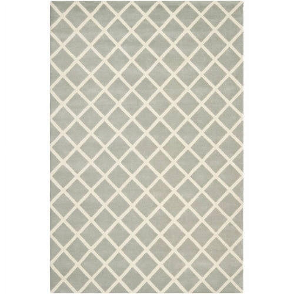 Elegant Grey and Ivory Hand-Tufted Wool Rug 4' x 6'