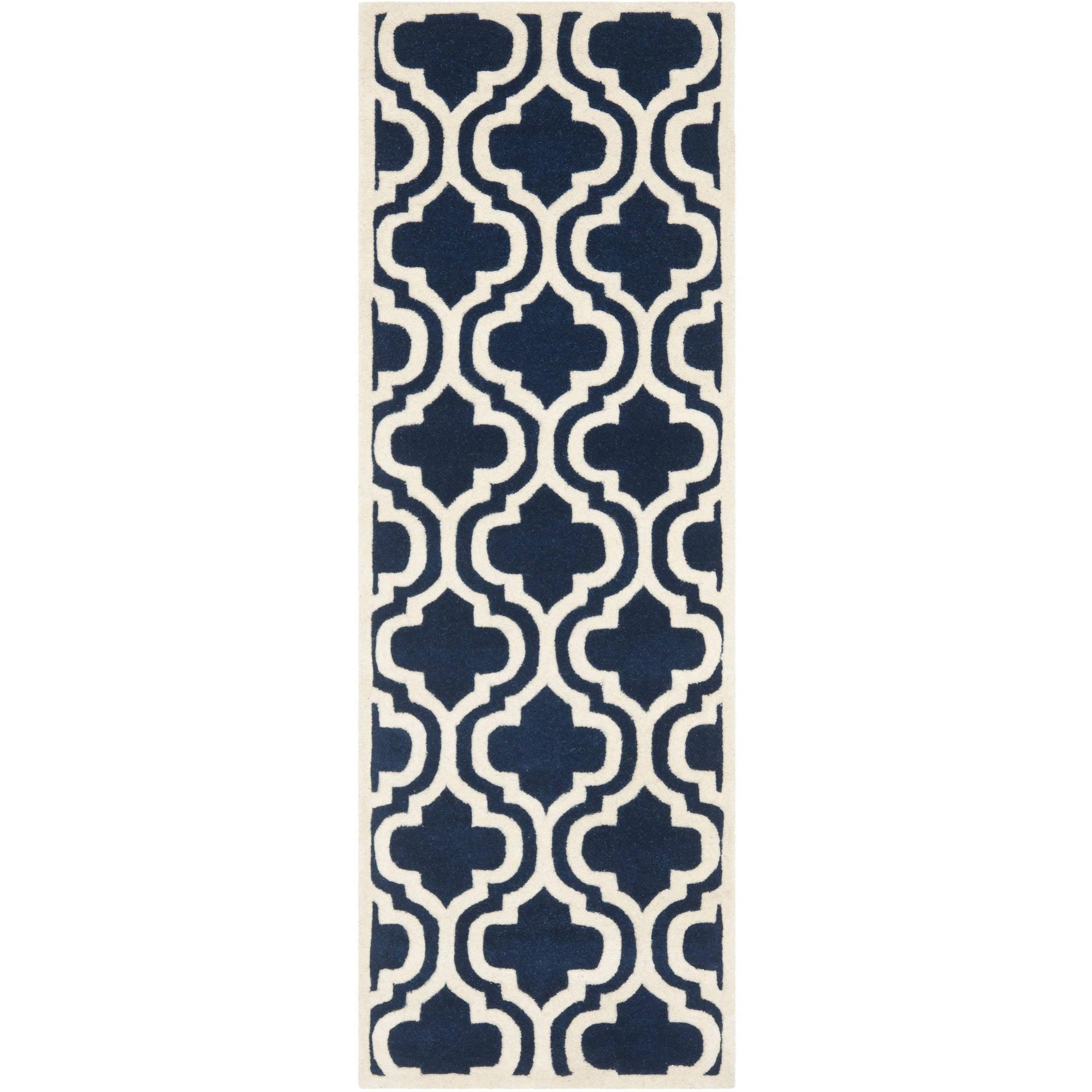 SAFAVIEH Chatham CHT727C Handmade Dark Blue / Ivory Rug