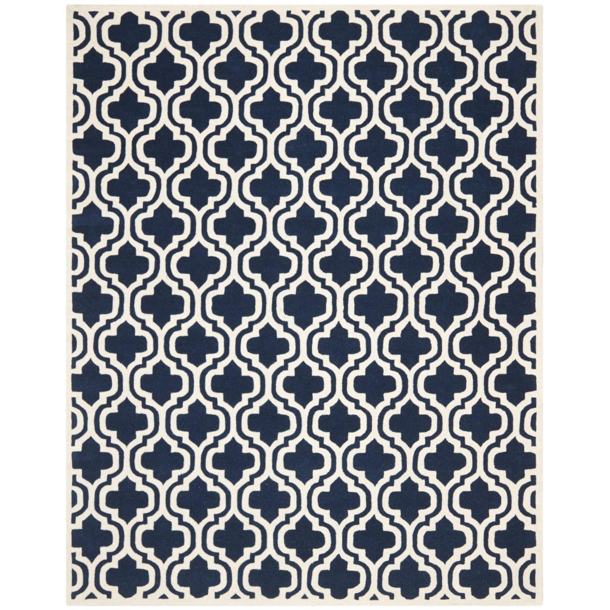 SAFAVIEH Chatham CHT727C Handmade Dark Blue / Ivory Rug