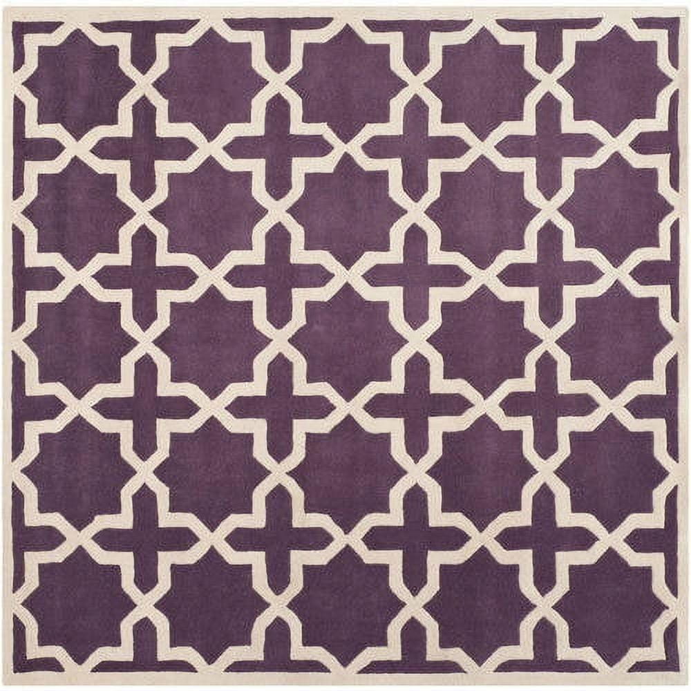 Hand-Tufted Woolen Dark Grey & Ivory Square Rug, 54" x 16"