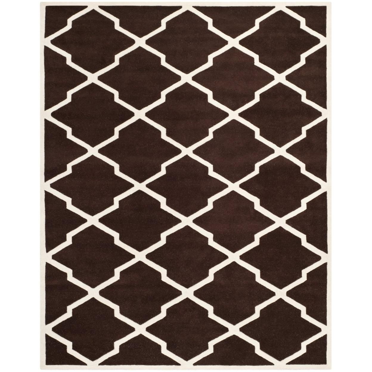 Handmade Dark Brown and Ivory Wool 6' x 9' Tufted Rug