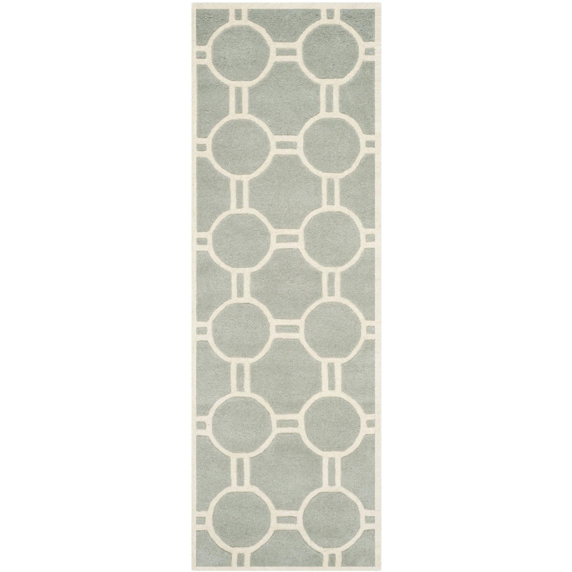 Grey/Ivory Hand-Tufted Wool Runner Rug 27" x 6"