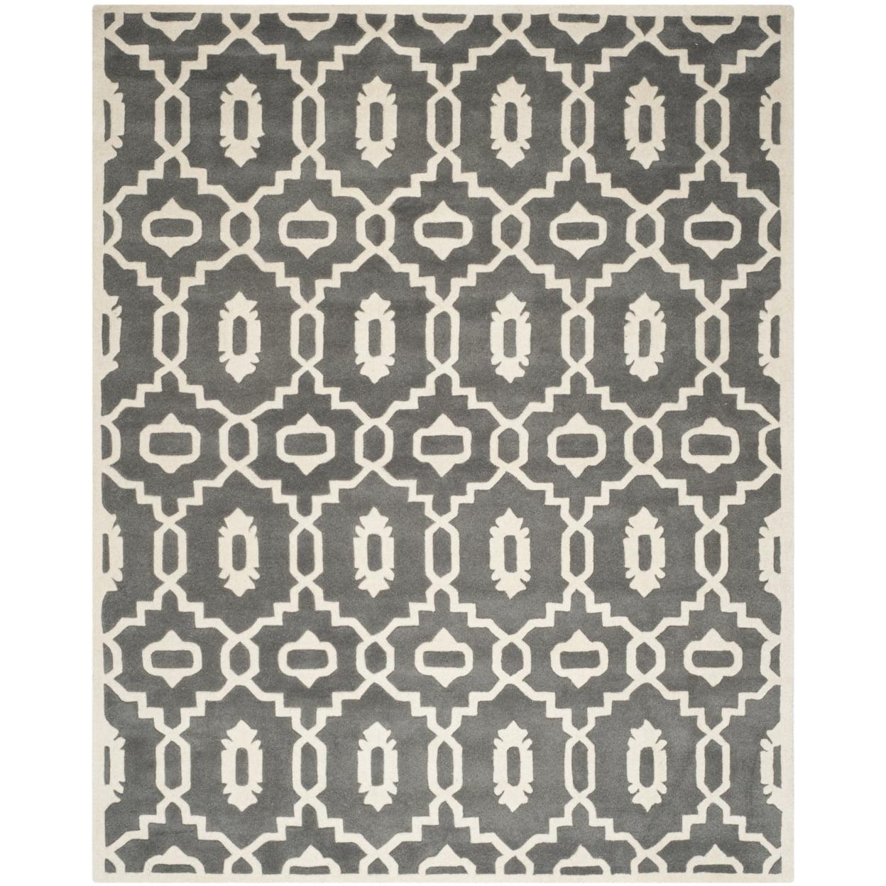 Hand-Tufted Elegance 7' Square Dark Grey Wool Area Rug