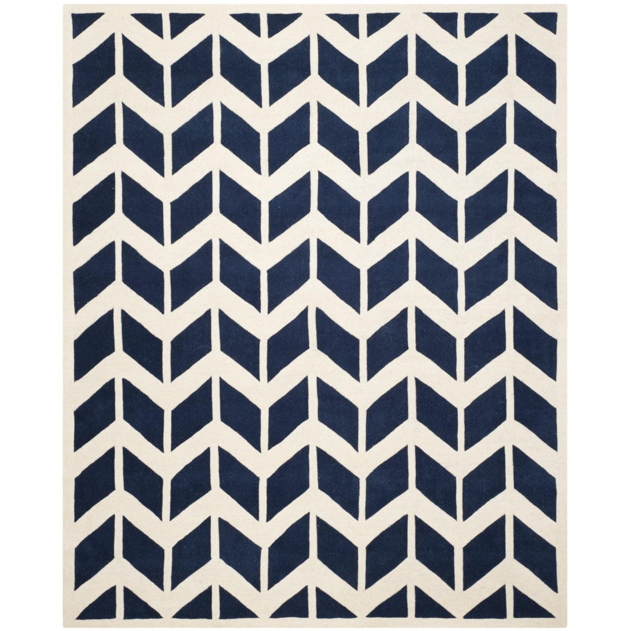 Chatham CHT746 Hand Tufted Area Rug Dark Blue / Ivory 5' X 5'  - Safavieh.