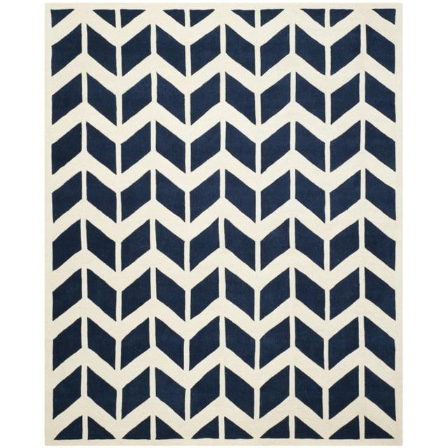 Chatham CHT746 Hand Tufted Area Rug Dark Blue / Ivory 5' X 5'  - Safavieh.