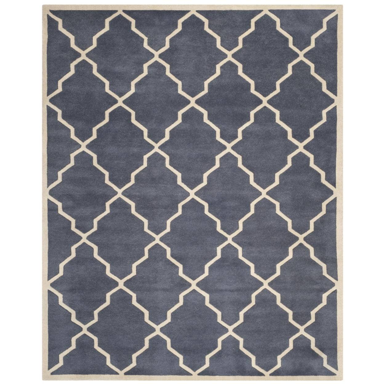 Gray Geometric Hand-Tufted Wool Area Rug, 6' x 9'