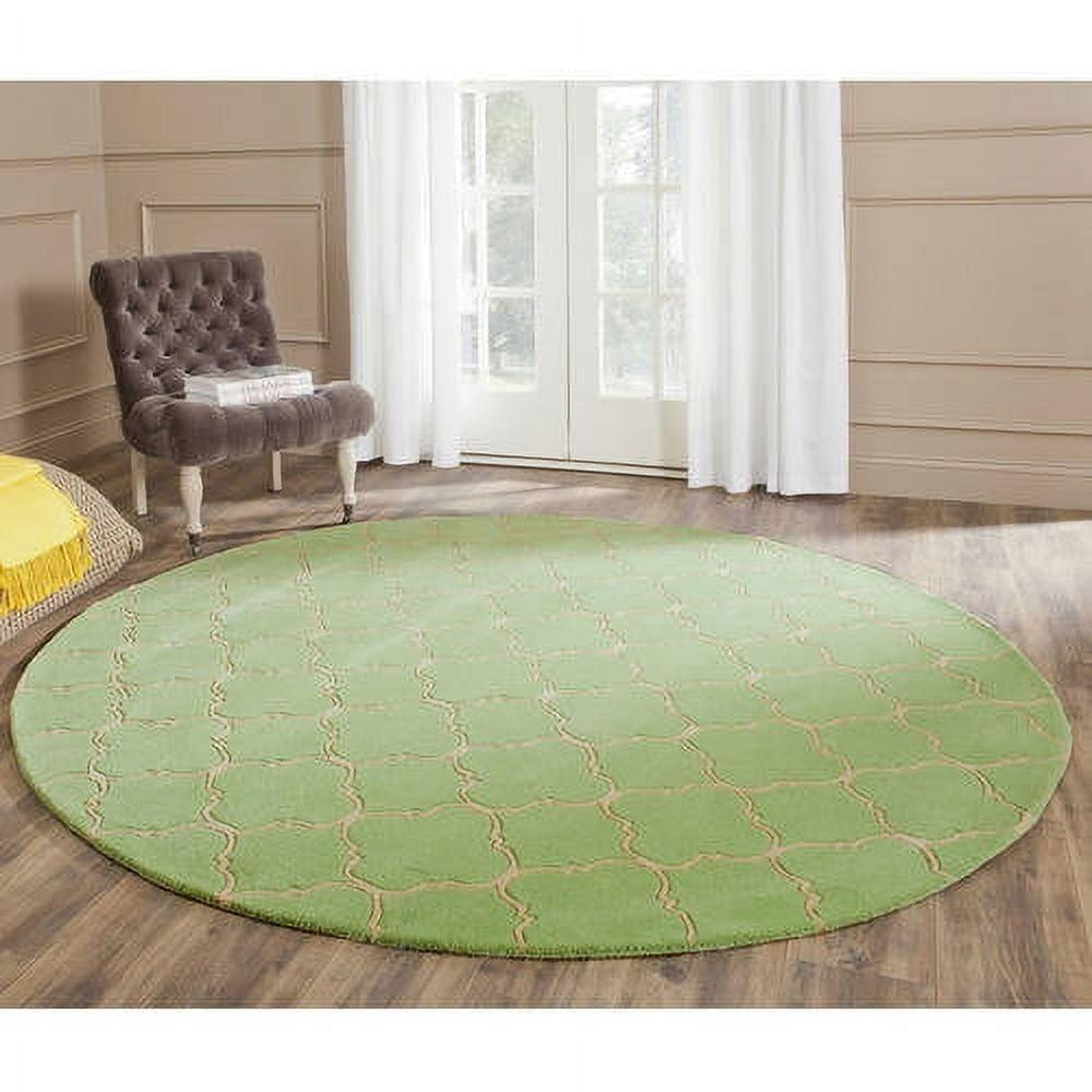 Elegant Hand-Tufted Wool Square Rug in Plush Green - 4' x 4'