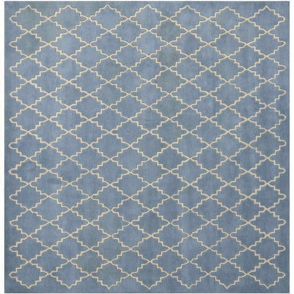 Hand-Tufted Blue Wool Geometric 5' x 8' Area Rug