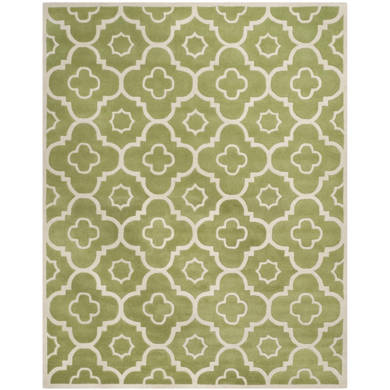 SAFAVIEH Chatham Diego Geometric Wool Area Rug, Green/Ivory, 3' x 5'