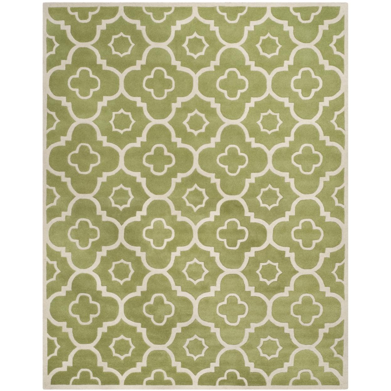 SAFAVIEH Chatham Diego Geometric Wool Area Rug, Green/Ivory, 8' x 10'