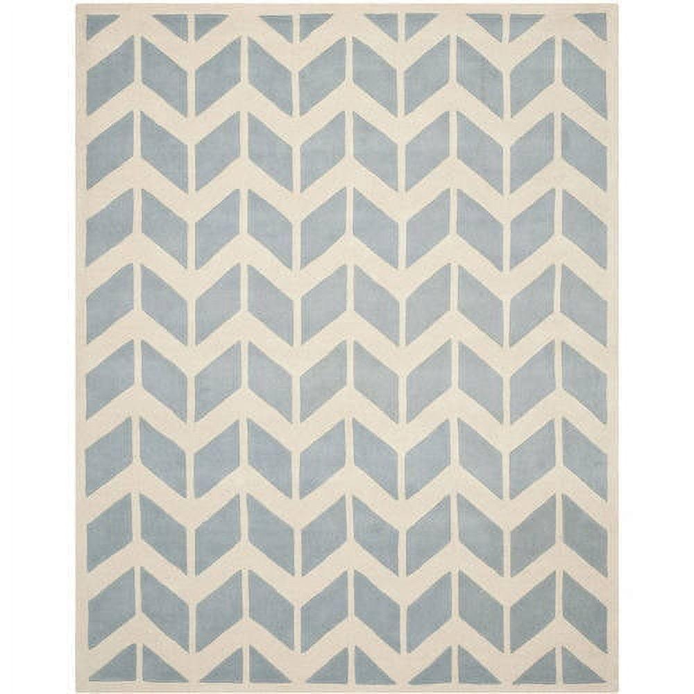 SAFAVIEH Chatham Easton Zigzag Stripes Wool Area Rug, Blue/Ivory, 5' x 8'