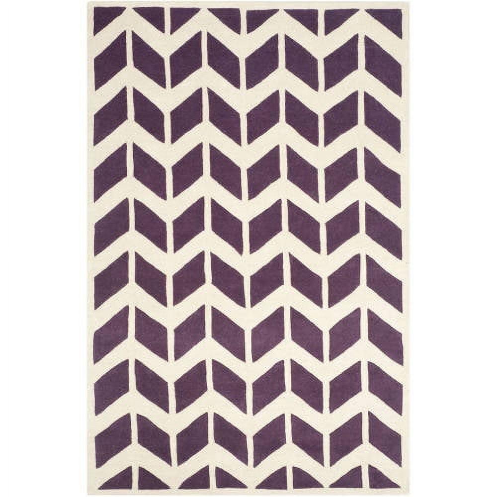 SAFAVIEH Chatham Easton Zigzag Stripes Wool Area Rug, Purple/Ivory, 5' x 8'