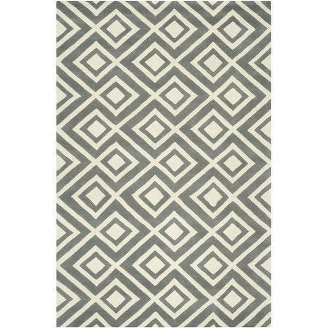 SAFAVIEH Chatham Eric Geometric Wool Area Rug, Dark Grey/Ivory, 7' x 7' Square