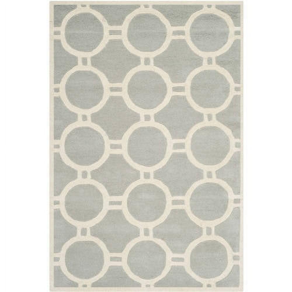 SAFAVIEH Chatham Felix Geometric Circles Wool Area Rug, Grey/Ivory, 6' x 9'