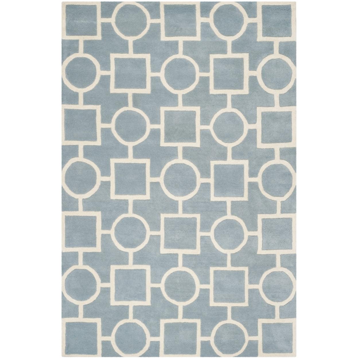 SAFAVIEH Chatham Francis Geometric Wool Area Rug, Blue/Ivory, 8'9" x 12'