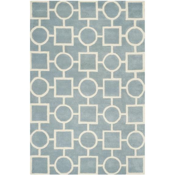 SAFAVIEH Chatham Francis Geometric Wool Area Rug, Blue/Ivory, 8'9" x 12'
