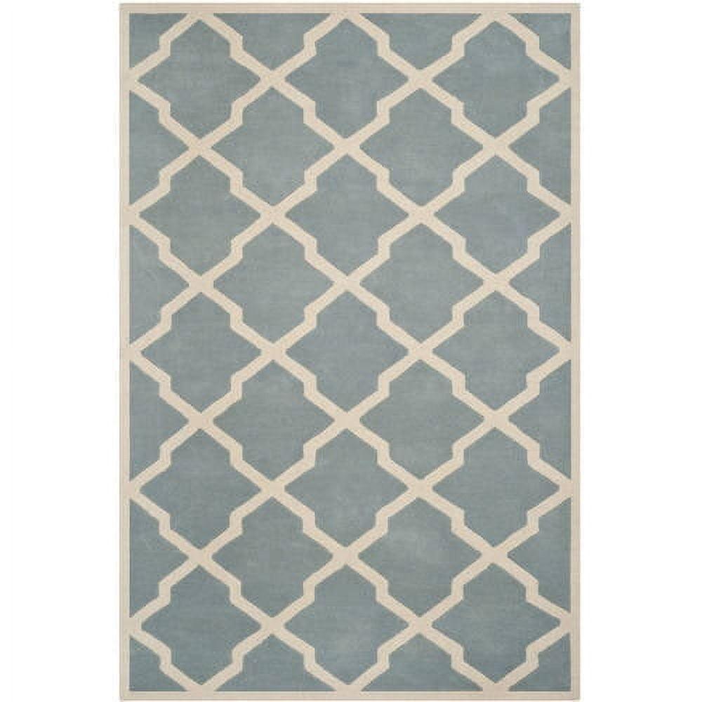 SAFAVIEH Chatham Franklin Geometric Quatrefoil Wool Area Rug, Blue/Ivory, 3' x 5'