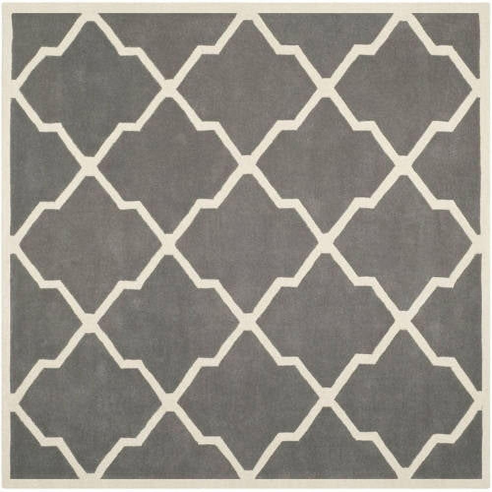 Hand-tufted Off-White Wool 5' Square Non-slip Area Rug