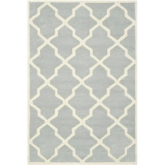 SAFAVIEH Chatham Franklin Geometric Quatrefoil Wool Area Rug, Grey/Ivory, 3' x 5'