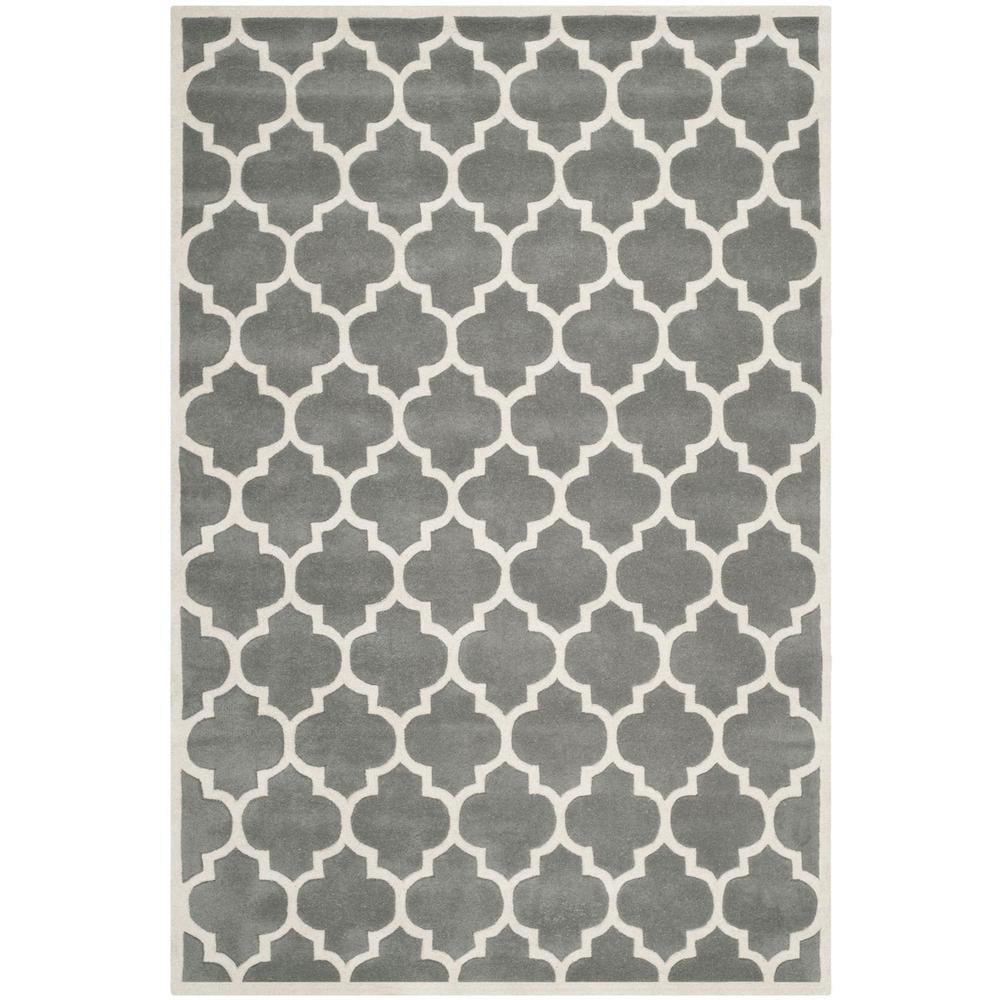 Safavieh CHATHAM, DARK GREY / IVORY, 5' X 8', Area Rug, CHT734D-5