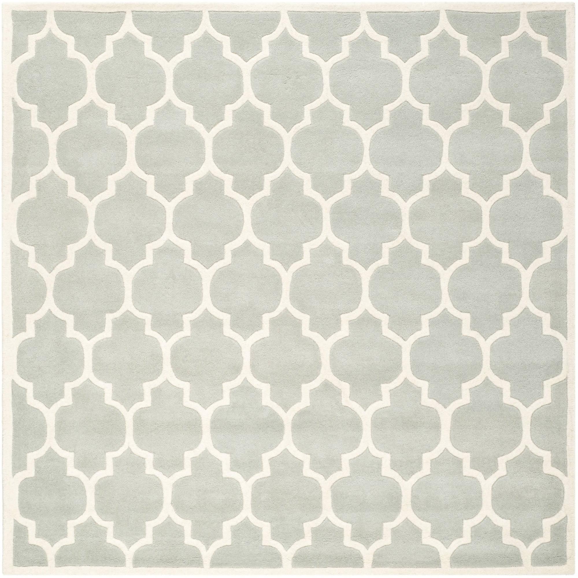 Hand-Tufted Off-White Wool 47" Square Tufted Accent Rug