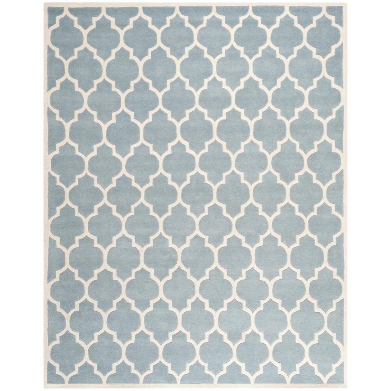 SAFAVIEH Chatham Freddy Geometric Wool Area Rug, Blue/Ivory, 8'9" x 12'